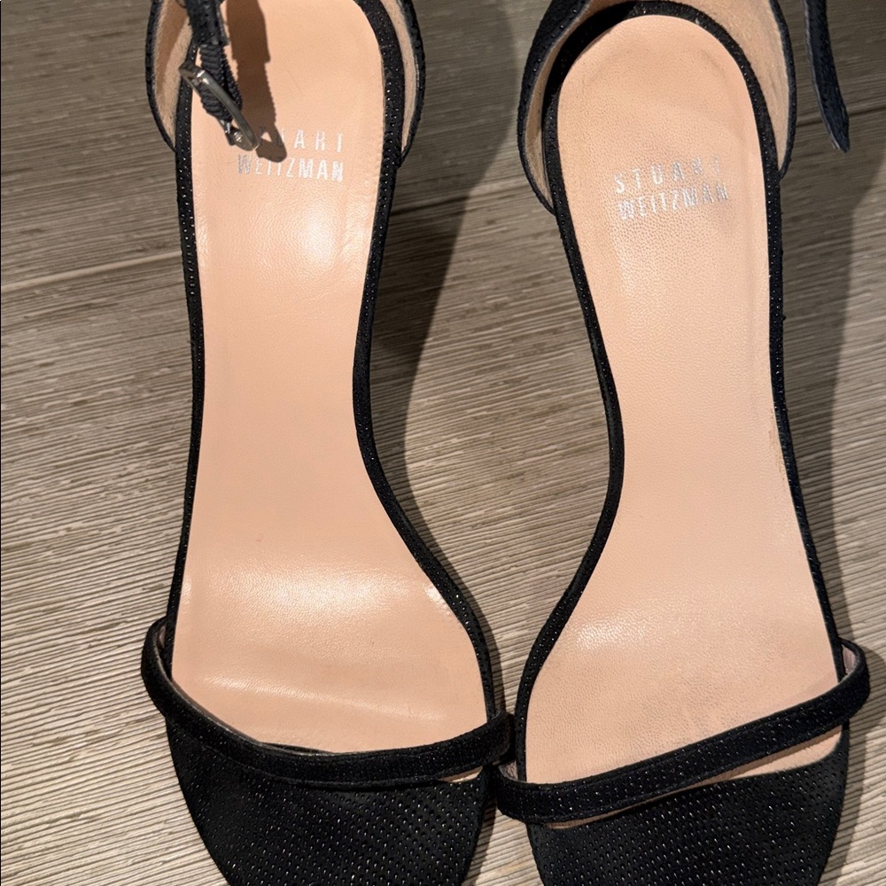 Stuart Weitzman Nudist black goose bump pumps sandals heels 8 - Picture 11 of 11